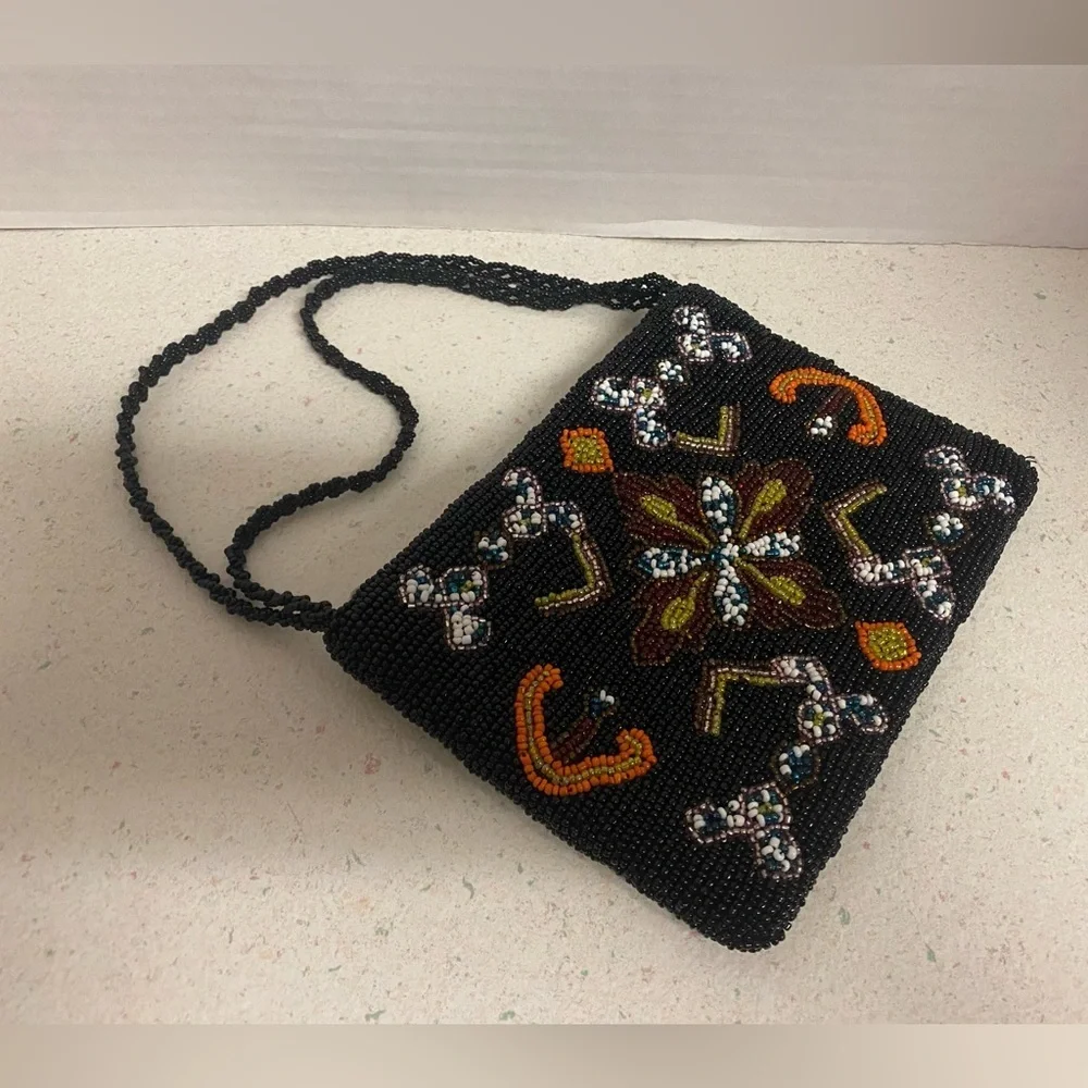 VTG Christina Black Beaded Southwestern Small Bag